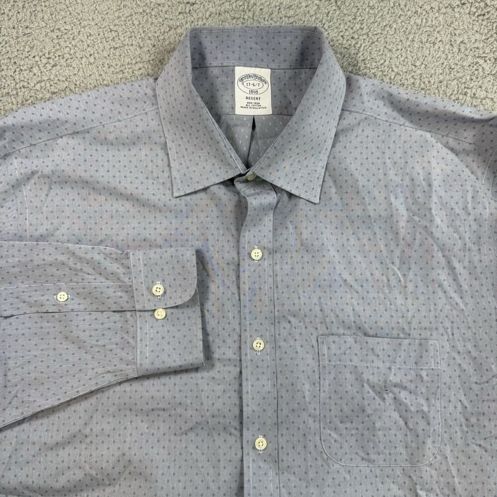 Brooks Brothers Shirt Men's 17‎ 6/7 Blue Regent Fit Long Sleeve Button Up Cotton